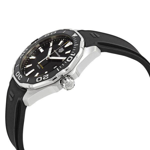 Tag Heuer Aquaracer Men’s Quartz Swiss Made Black Silicone Strap Black Dial 43mm Watch WAY101A.FT6141