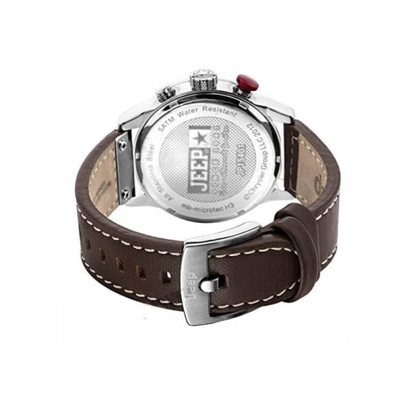 Jeep Men’s Quartz Brown Leather Strap Black Dial 44mm Watch JP15401