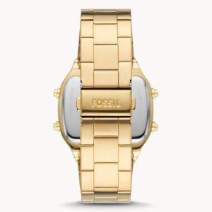 Fossil Men’s Digital Gold Stainless Steel Positive Display Dial 40mm Watch FS5843