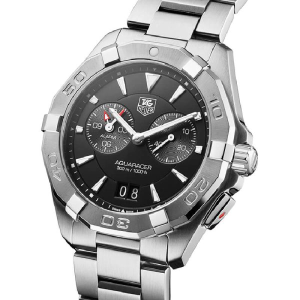 Tag Heuer Aquaracer Men’s Quartz Swiss Made Silver Stainless Steel Black Dial 40mm Watch WAY111Z.BA0928