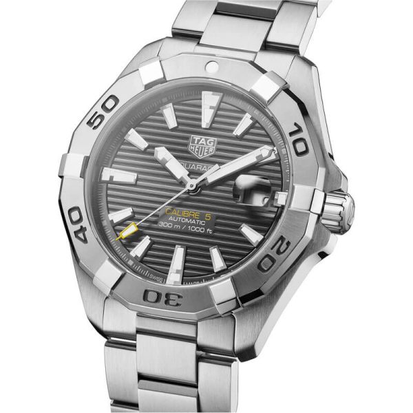 Tag Heuer Aquaracer Men’s Automatic Swiss Made Silver Stainless Steel Grey Dial 41mm Watch WBD2113.BA0928