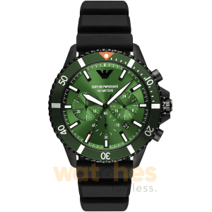 Emporio Armani Men’s Quartz Black Silicone Strap Green Dial 43mm Watch AR11463 UAE DUBAI AJMAN SHARJAH ABU DHABI RAS AL KHAIMA UMM UL QUWAIN ALAIN FUJAIRAH