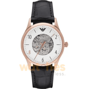 Emporio Armani Men’s Automatic Black Leather Strap White Dial 41mm Watch AR1924 UAE DUBAI AJMAN SHARJAH ABU DHABI RAS AL KHAIMA UMM UL QUWAIN ALAIN FUJAIRAH