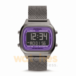 Fossil Men’s Digital Grey Stainless Steel Negative Display Dial 40mm Watch FS5888