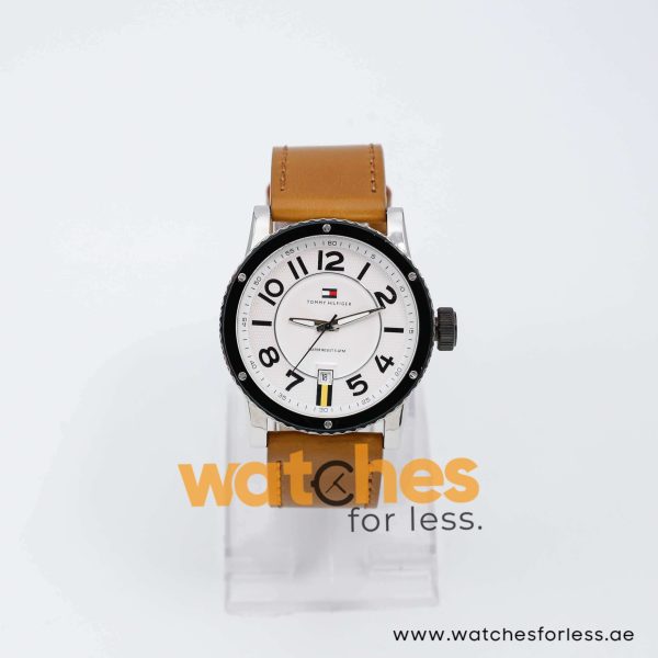 Tommy Hilfiger Men’s Quartz Brown Leather Strap White Dial 44mm Watch 1790675 UAE DUBAI AJMAN SHARJAH ABU DHABI RAS AL KHAIMA UMM UL QUWAIN ALAIN FUJAIRAH