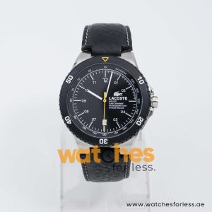 Lacoste Men’s Quartz Black Leather Strap Black Dial 44mm Watch 2010554