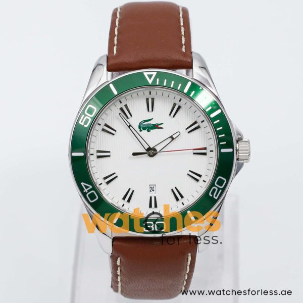 Lacoste Men’s Quartz Brown Leather Strap White Dial 43mm Watch 2010493