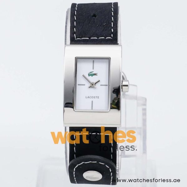 Lacoste Women’s Quartz Black Leather Strap White Dial 21mm Watch 2000657/1