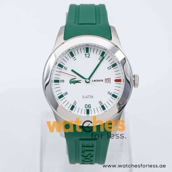 Lacoste Men’s Quartz Green Silicone Strap White Dial 42mm Watch 2010626