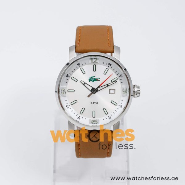 Lacoste Men’s Quartz Brown Leather Strap Silver Sunray Dial 43mm Watch 2010340