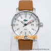 Lacoste Men’s Quartz Brown Leather Strap Silver Sunray Dial 43mm Watch 2010340