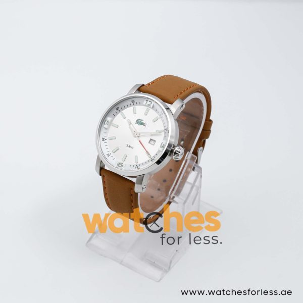 Lacoste Men’s Quartz Brown Leather Strap Silver Sunray Dial 43mm Watch 2010340