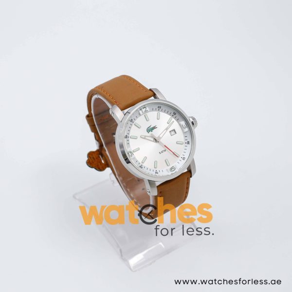 Lacoste Men’s Quartz Brown Leather Strap Silver Sunray Dial 43mm Watch 2010340