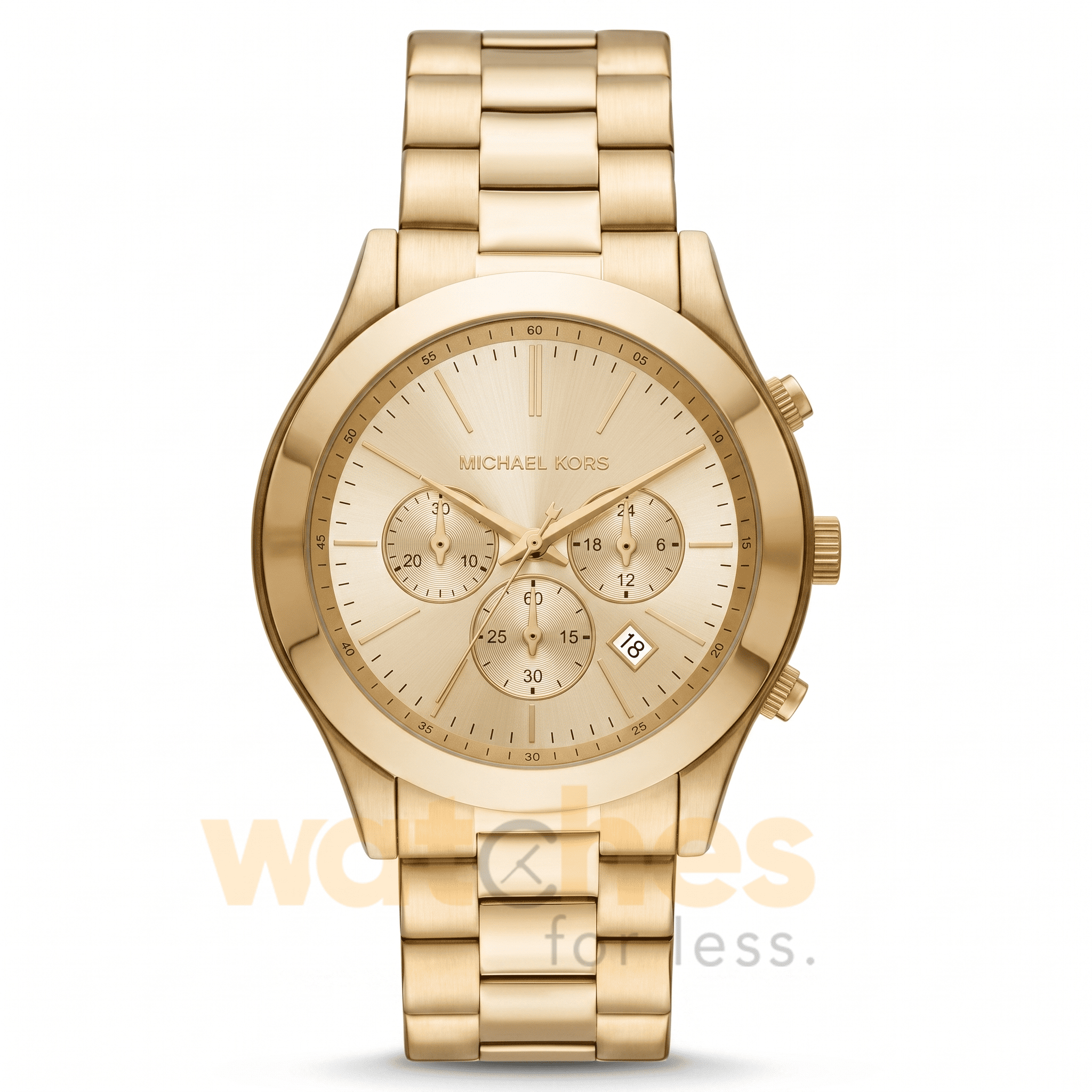 Michael Kors Men’s Quartz Gold Stainless Steel Gold Dial 44mm Watch MK8909