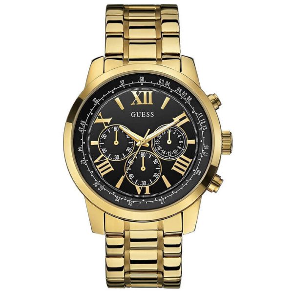 Guess Men’s Quartz Gold Stainless Steel Black Dial 45mm Watch W0379G4 UAE DUBAI AJMAN SHARJAH ABU DHABI RAS AL KHAIMA UMM UL QUWAIN ALAIN FUJAIRAH