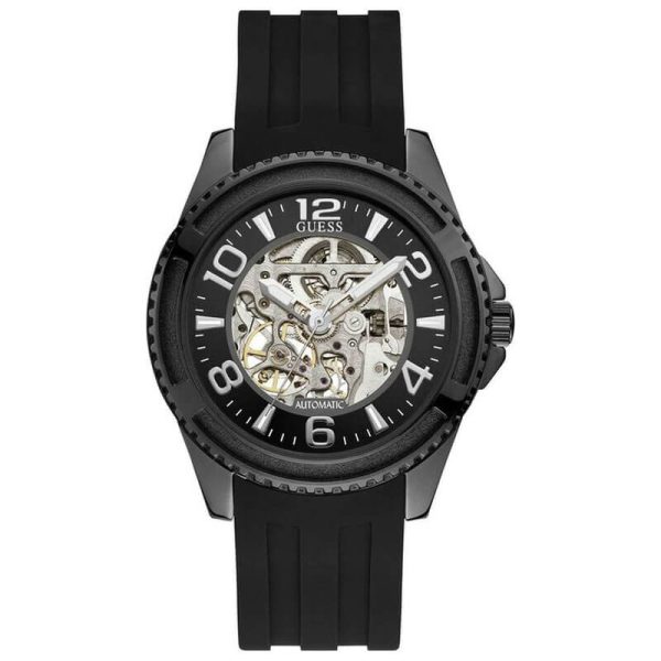 Guess Men’s Automatic Black Silicone Strap Black Dial 44mm Watch W1178G2 UAE DUBAI AJMAN SHARJAH ABU DHABI RAS AL KHAIMA UMM UL QUWAIN ALAIN FUJAIRAH