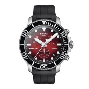 TISSOT Men’s Quartz Swiss Made Black Silicone Strap Red Dial 45mm Watch T120.417.17.421.00