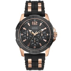 Guess Men’s Quartz Black Silicone Strap Black Dial 43mm Watch W0366G3