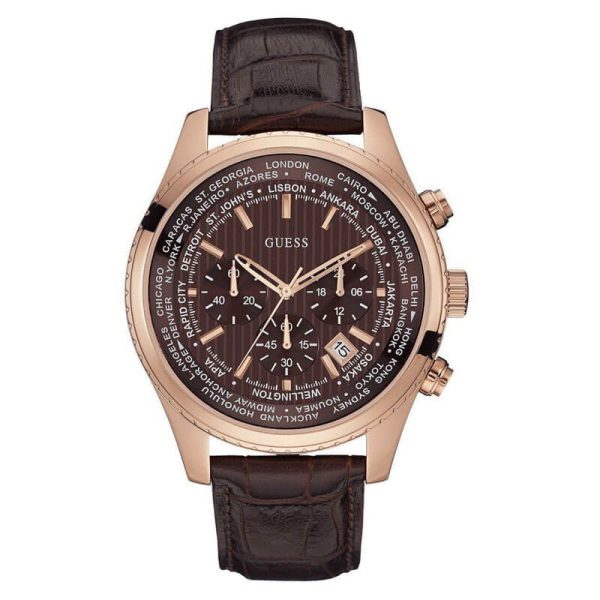 Guess Men’s Quartz Brown Leather Strap Brown Dial 46mm Watch W0500G3 UAE DUBAI AJMAN SHARJAH ABU DHABI RAS AL KHAIMA UMM UL QUWAIN ALAIN FUJAIRAH