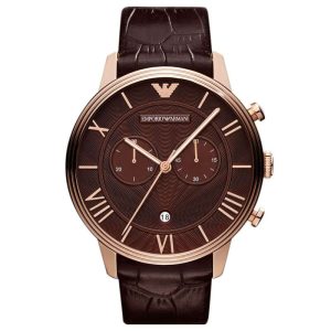 Emporio Armani Men’s Quartz Brown Leather Strap Brown Dial 45mm Watch AR1616