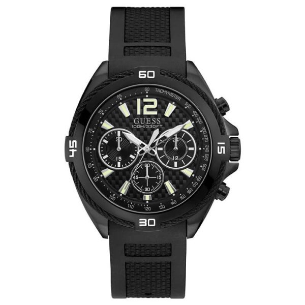 Guess Men’s Quartz Black Silicone Strap Black Dial 44mm Watch W1168G2 UAE DUBAI AJMAN SHARJAH ABU DHABI RAS AL KHAIMA UMM UL QUWAIN ALAIN FUJAIRAH