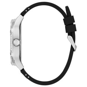 Guess Men’s Quartz Black Silicone Strap Silver Dial 46mm Watch GW0641G1