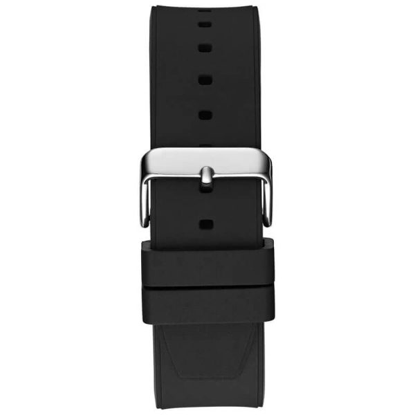 Guess Men’s Quartz Black Silicone Strap Silver Dial 46mm Watch GW0641G1