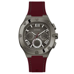 Guess Men’s Quartz Red Silicone Strap Grey Dial 42mm Watch GW0571G4