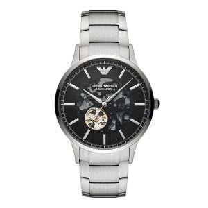 Emporio Armani Men’s Automatic Silver Stainless Steel Black Dial 43mm Watch AR60055