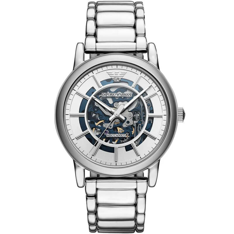 Emporio Armani Men’s Automatic Silver Stainless Steel Silver Dial 43mm ...