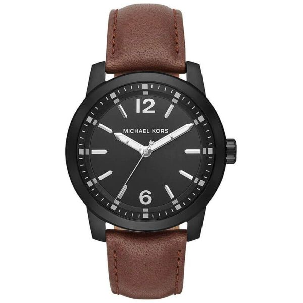 Michael Kors Men’s Quartz Brown Leather Strap Black Dial 44mm Watch MK8651