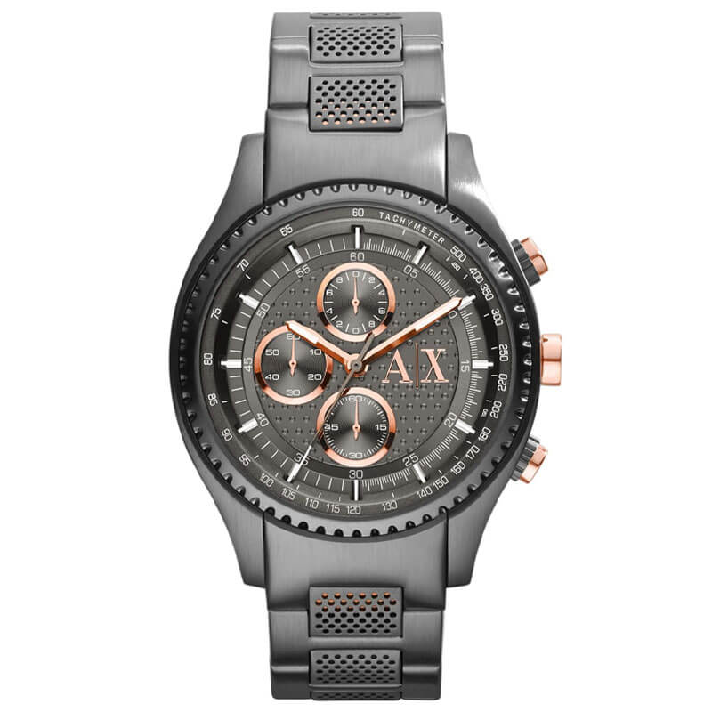 Armani Exchange Men’s Quartz Grey Stainless Steel Grey Dial 45mm Watch ...