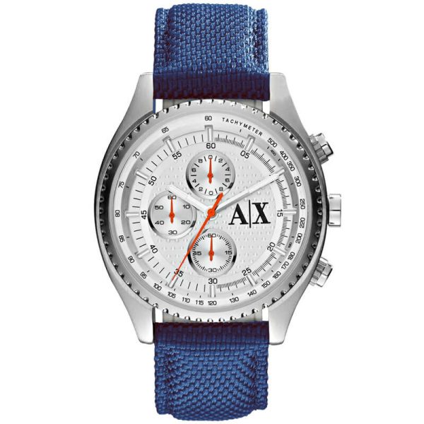 Armani Exchange Men’s Quartz Blue Nylon Strap Silver Dial 45mm Watch AX1609 UAE DUBAI AJMAN SHARJAH ABU DHABI RAS AL KHAIMA UMM UL QUWAIN ALAIN FUJAIRAH