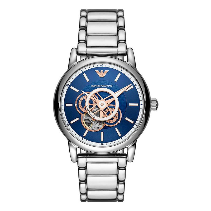 Emporio Armani Men’s Automatic Silver Stainless Steel Blue Dial 43mm ...