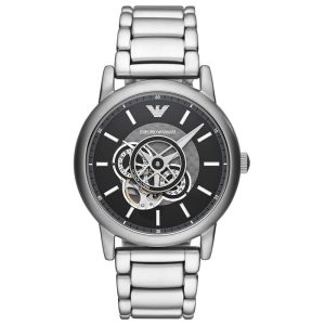 Emporio Armani Men’s Automatic Silver Stainless Steel Black Dial 43mm Watch AR60021