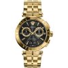 Versace Men’s Quartz Swiss Made Gold Stainless Steel Black Dial 45mm Watch VE1D01721