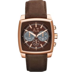 Armani Exchange Men’s Quartz Brown Leather Strap Brown Dial 40mm Watch AX2252