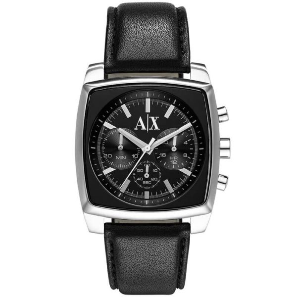 Armani Exchange Men’s Quartz Black Leather Strap Black Dial 40mm Watch AX2250