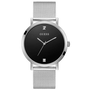 Guess Men’s Quartz Silver Stainless Steel Black Dial 44mm Watch GW0248G1