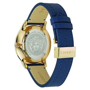 Versace Men’s Quartz Swiss Made Blue Leather Strap Blue Dial 42mm Watch VELQ00319