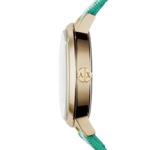 Armani Exchange Women’s Quartz Two Tone Nylon Strap Gold Dial 39mm Watch AX5365