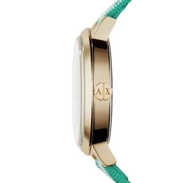 Armani Exchange Women’s Quartz Two Tone Nylon Strap Gold Dial 39mm Watch AX5365 UAE DUBAI AJMAN SHARJAH ABU DHABI RAS AL KHAIMA UMM UL QUWAIN ALAIN FUJAIRAH