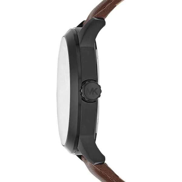 Michael Kors Men’s Quartz Brown Leather Strap Black Dial 44mm Watch MK8651
