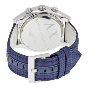 Armani Exchange Men’s Quartz Blue Nylon Strap Silver Dial 45mm Watch AX1609