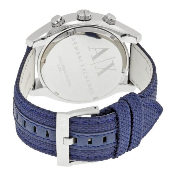 Armani Exchange Men’s Quartz Blue Nylon Strap Silver Dial 45mm Watch ...