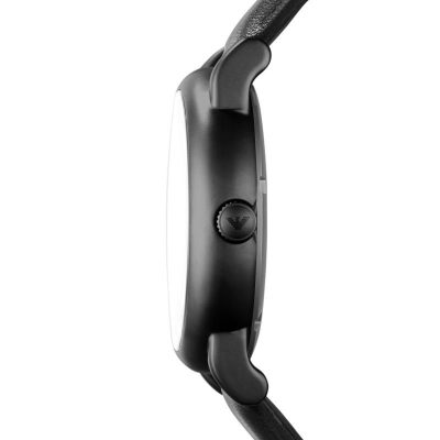 Emporio Armani Men’s Automatic Black Leather Strap Black Dial 43mm ...