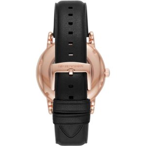 Emporio Armani Men’s Automatic Black Leather Strap Silver Dial 43mm Watch AR60013