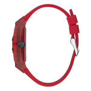 Guess Men’s Quartz Red Silicone Strap Black Dial 42mm Watch GW0203G5