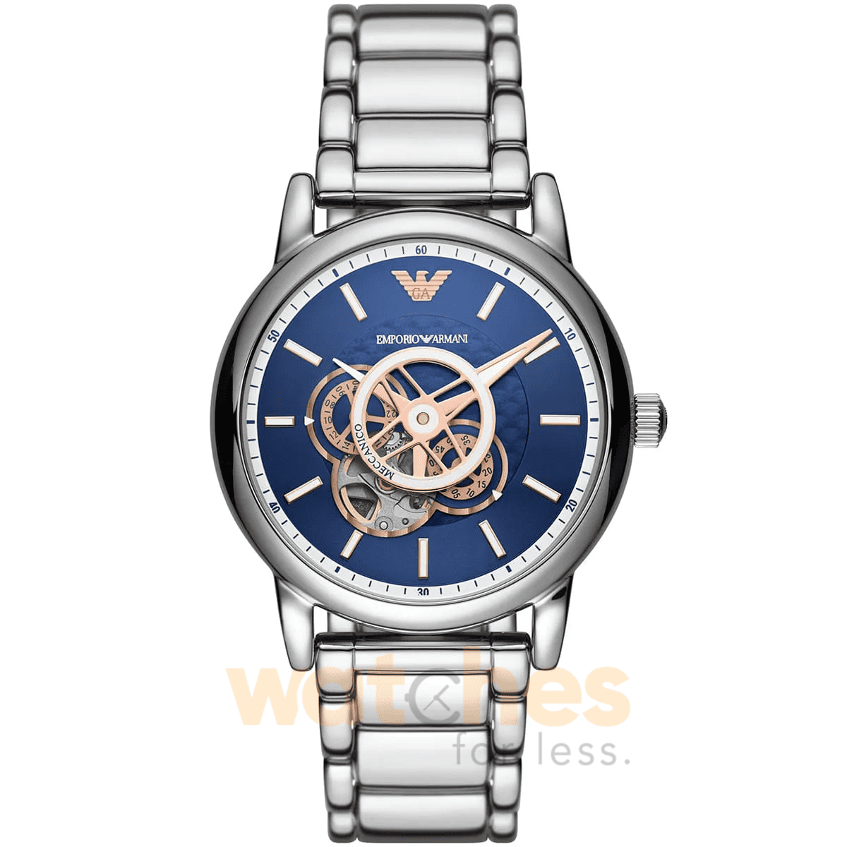 Emporio Armani Men’s Automatic Silver Stainless Steel Blue Dial 43mm AR60036 UAE DUBAI AJMAN SHARJAH ABU DHABI RAS AL KHAIMA UMM UL QUWAIN ALAIN FUJAIRAH