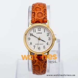 Lorus by Seiko Women’s Quartz Brown Leather Strap White Dial 28mm Watch RRS24LX9